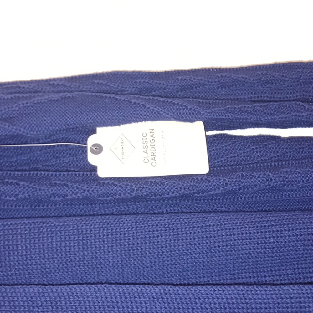 #482 STJOHN'S BAY WOMEN CARDIGAN AMERICAN NAVY SMALL pit to pit 23 inches - Picture 4 of 7